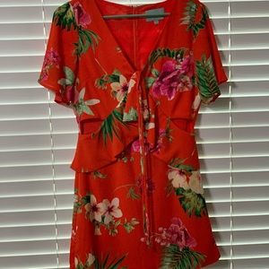 Red floral dress